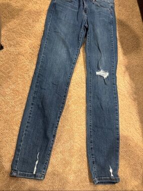 Just Black Dark Blue Skinny Jeans with Distressed Knees